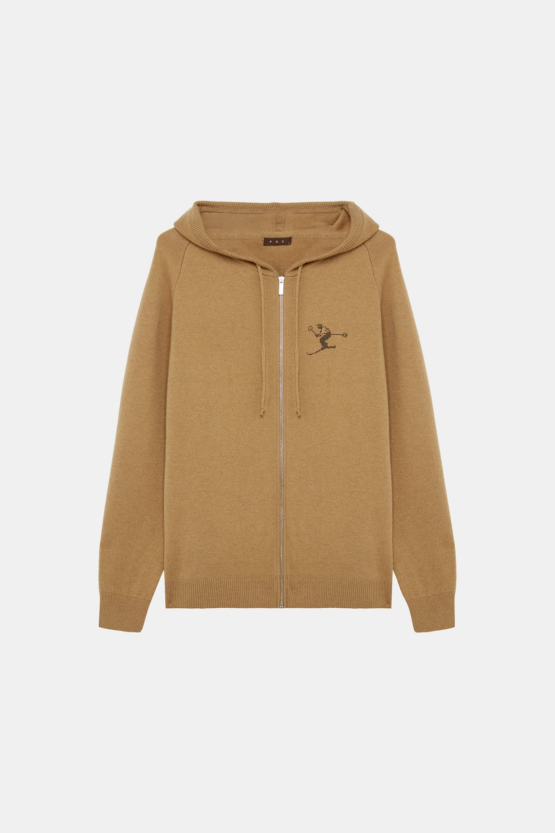 Camel Knit Zipped Hoodie