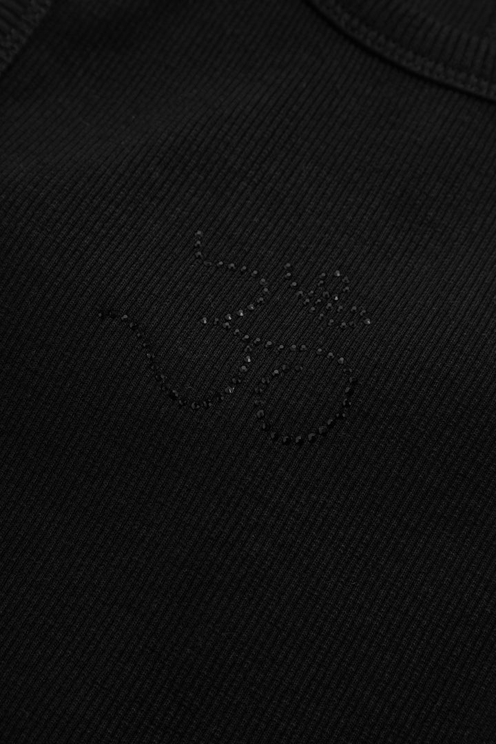 Racer Black Embellished Tank Top
