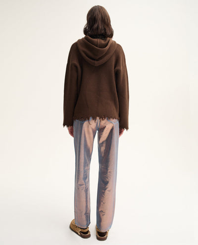 Brown Knitted Hoodie