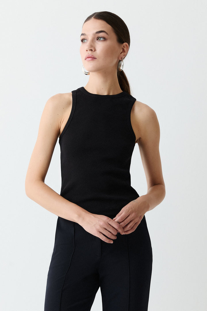 Racer Black Tank Top
