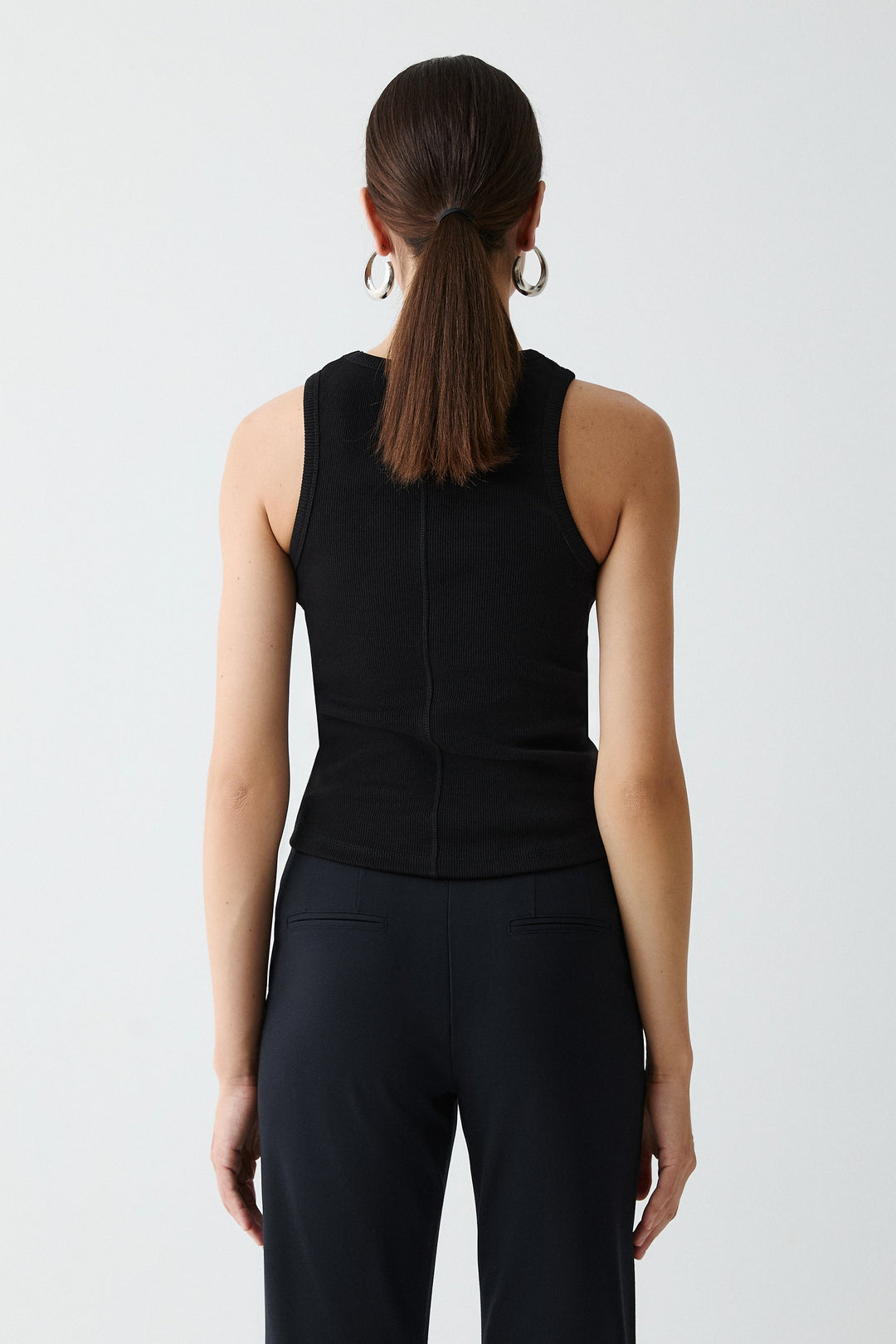 Racer Black Embellished Tank Top