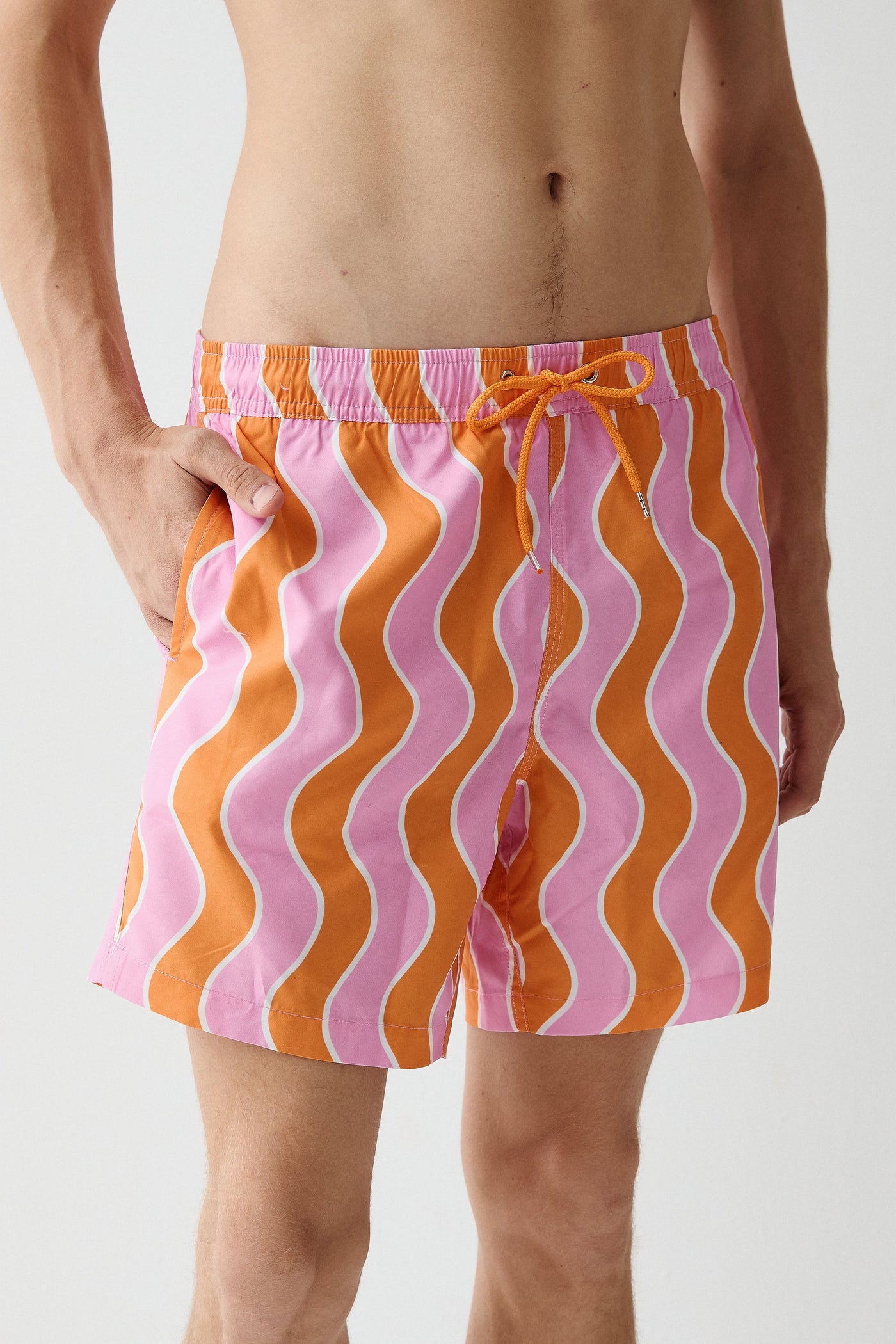 Orange Wave Swim Shorts