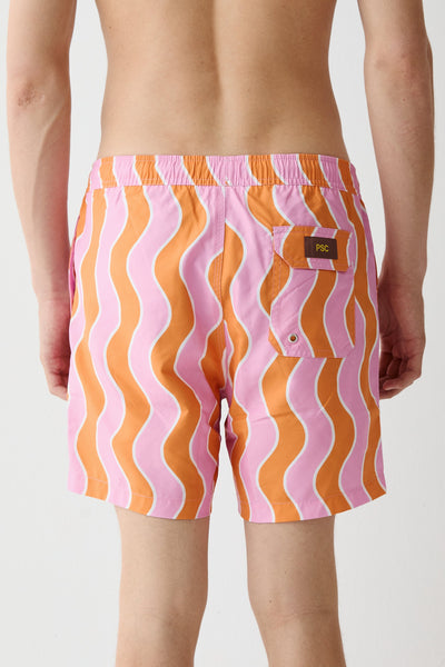 Orange Wave Swim Shorts