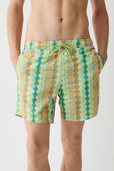 Orange Mosaic Swim Shorts