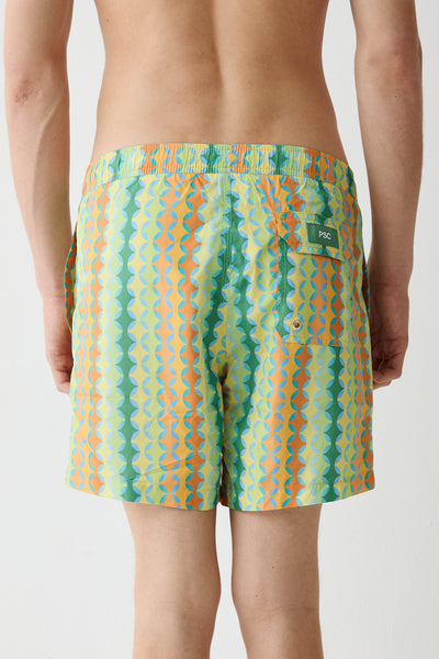 Orange Mosaic Swim Shorts