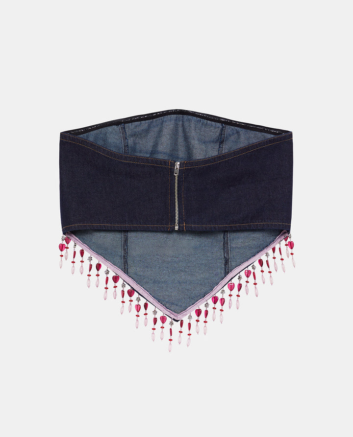 Denim Triangle Top