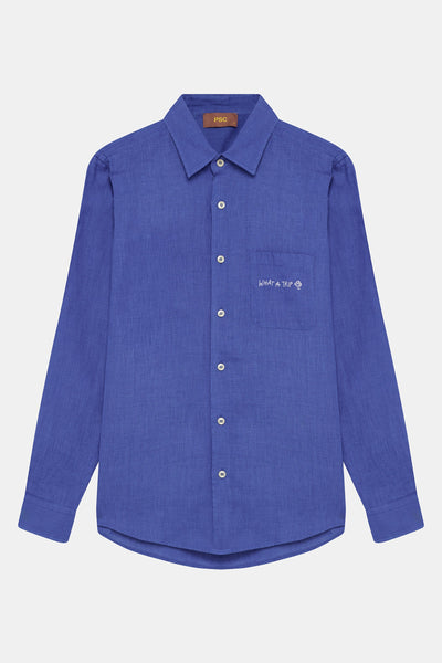 Blue Linen Men Shirt