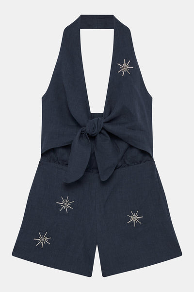 Navy Linen Playsuit