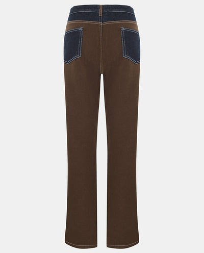 Brown Patchwork Jeans