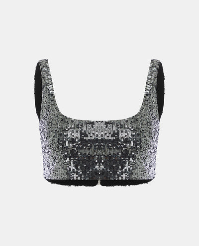 Grey Sequin Top